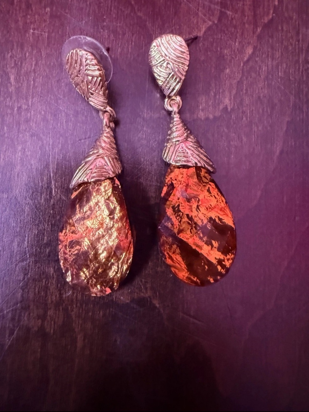 Gold-Tone Amber Teardrop Dangle Earrings - Women Jewelry